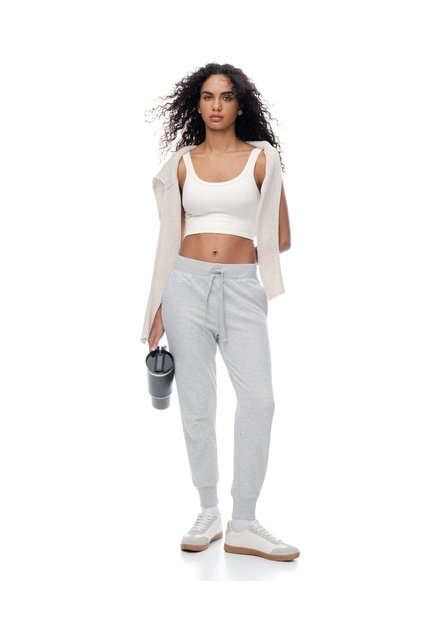 Jogger Slim Tiro Medio Gris Mujer Gris