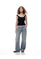 Jean Regular Tiro Bajo índigo Medio Mujer Azul Oscuro de Gef