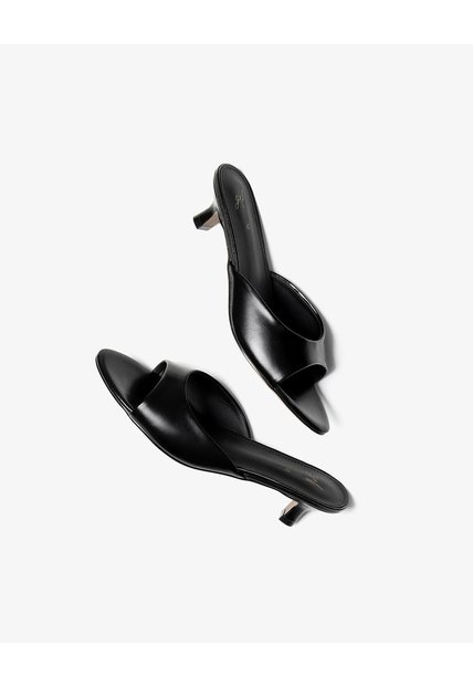 Sandalias Mule De Tacón Bajo Negro Mujer Negro