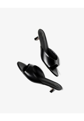 Sandalias Mule De Tacón Bajo Negro Mujer Negro