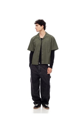 Camisa Manga Corta Boxy Algodón Café Hombre Cafe