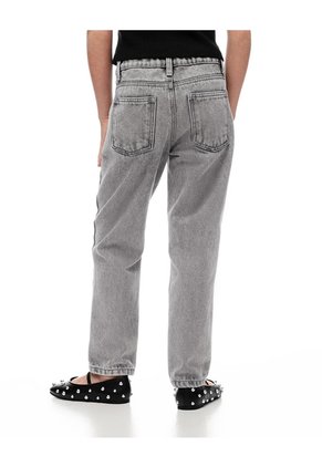 Jean Mom Tiro Medio Brillos Gris Niña Azul