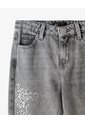 Jean Mom Tiro Medio Brillos Gris Niña Azul de Gef