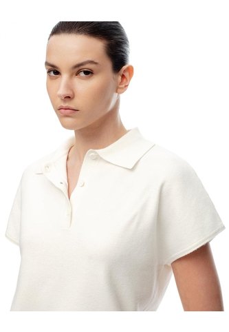 Polo Regular Tejido De Punto Blanca Mujer Blanco Gef