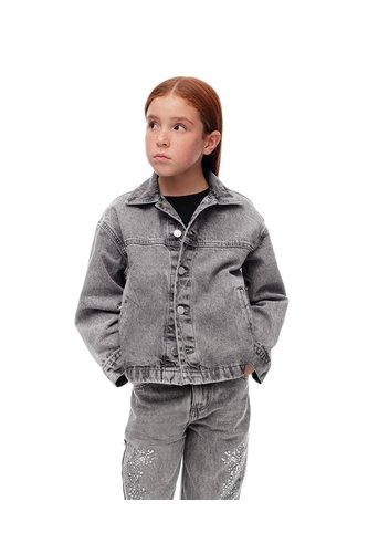Chaqueta Oversize Denim Algodón Gris Niña Azul Gef