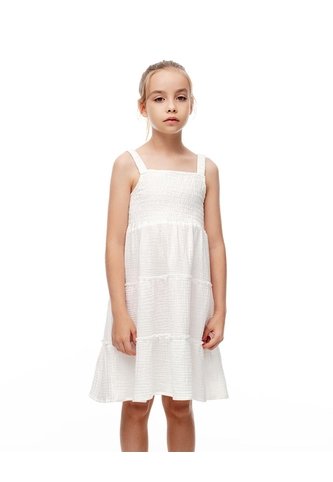 Vestido Corto Capas Algodón Blanco Niña Blanco Gef