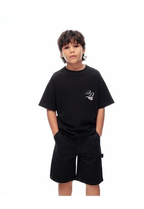 Bermuda Regular Denim Negro Niño Azul