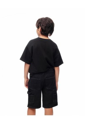 Bermuda Regular Denim Negro Niño Azul