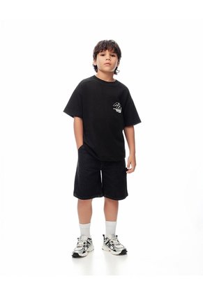 Bermuda Regular Denim Negro Niño Azul