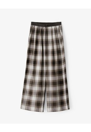 Pantalón Tiro Medio Cuadros Mujer Cafe