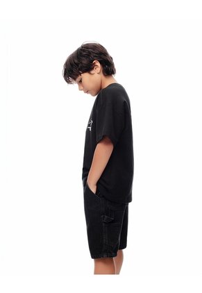 Bermuda Regular Denim Negro Niño Azul