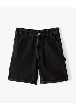 Bermuda Regular Denim Negro Niño Azul