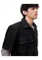 Camisa Manga Corta Loose Denim Negra Hombre Negro de Gef