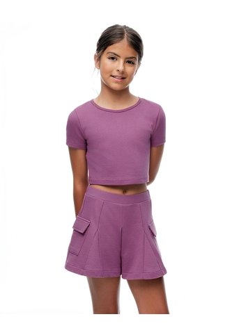 Short Tiro Alto Morado Niña Purpura Gef