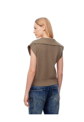 Chaleco Oversize Tejido Café Mujer Cafe