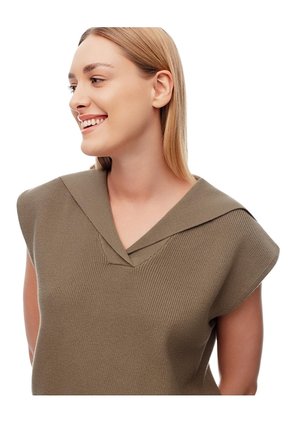 Chaleco Oversize Tejido Café Mujer Cafe