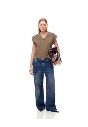Chaleco Oversize Tejido Café Mujer Cafe