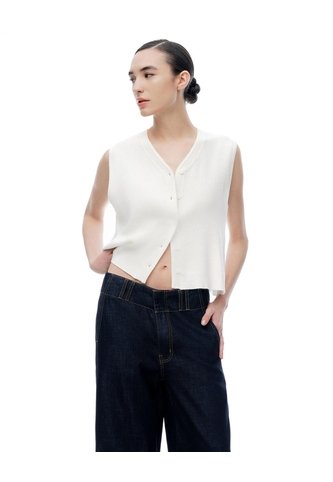 Chaleco Regular Rib Blanco Mujer Blanco Gef