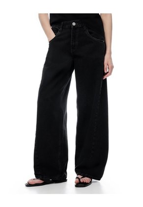 Jean Baggy Tiro Medio Negro Mujer Negro