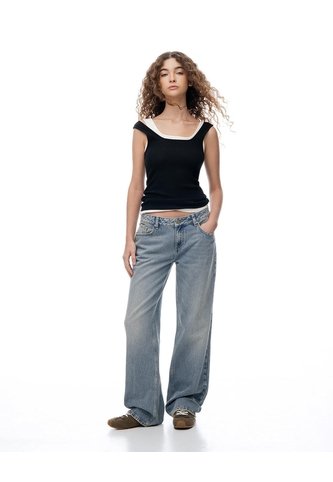 Jean Regular Tiro Bajo índigo Medio Mujer Azul Oscuro Gef