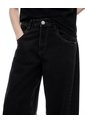 Jean Baggy Tiro Medio Negro Mujer Negro de Gef