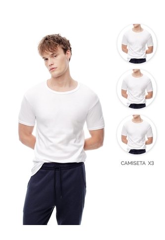 Camisetas Slim Algodón X3unds Blanca Hombre Blanco Gef