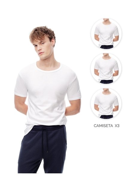 Camisetas Slim Algodón X3unds Blanca Hombre Blanco