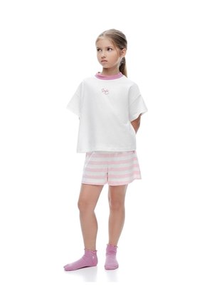Pijama Relaxed Manga Corta Blanca Estampada Niña Blanco