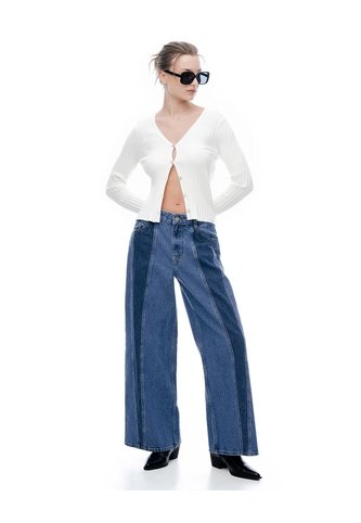 Jean Relaxed Fit Tiro Medio Indigo Azul Oscuro Gef