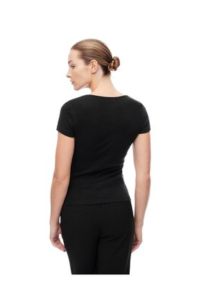 Camiseta Slim Algodón Negra Mujer Negro