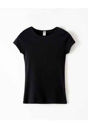 Camiseta Slim Algodón Negra Mujer Negro