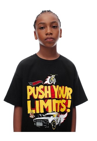 Camiseta Regular Hot Wheels Negra Niño Negro Gef