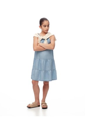 Vestido Corto Bloques índigo Niña Azul