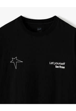 Camiseta Regular Algodón Estampada Hombre Negro