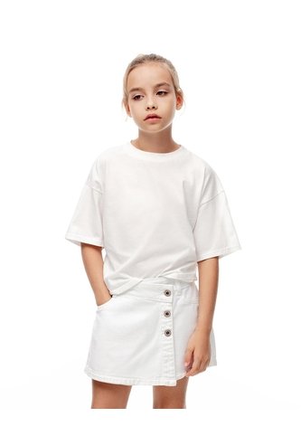 Falda Short Denim Blanca Niña Blanco Gef
