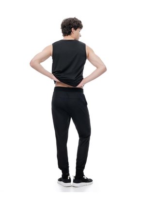 Jogger Relaxed Tiro Medio Negro Hombre Negro