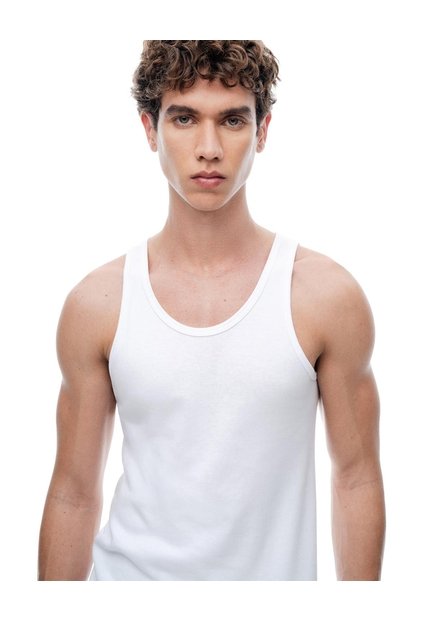 Camisilla Slim Algodón Blanca Hombre Blanco