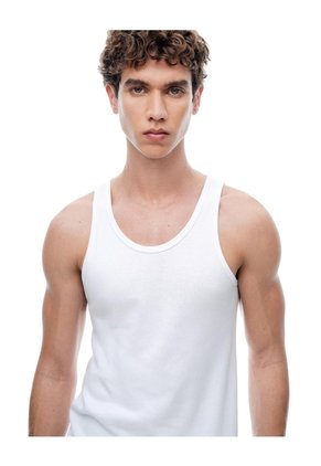 Camisilla Slim Algodón Blanca Hombre Blanco