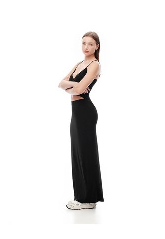 Vestido Largo Slim Cut Out Negro Mujer Negro Gef