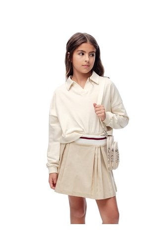 Falda Corta Con Pliegues Beige Niña Marron Gef