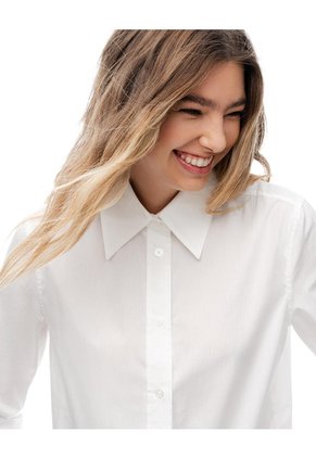 Camisa Manga Larga Regular Blanca Mujer Blanco