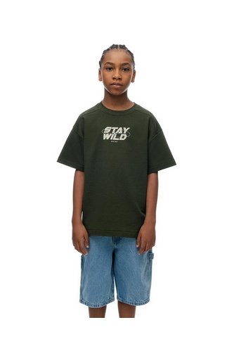 Camiseta Oversize Algodón Estampada Niño Verde Gef