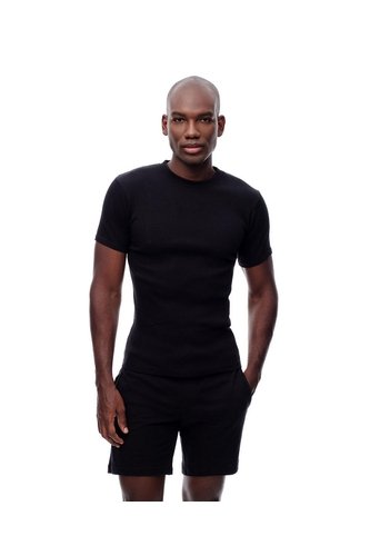 Camiseta Slim Rib Algodón Negra Hombre Negro Gef