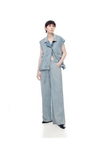 Jean Wide Leg Tiro Alto índigo Medio Mujer Azul Oscuro Gef