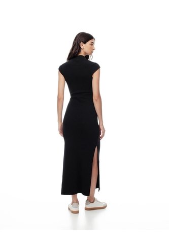 Vestido Largo Slim Algodón Negro Mujer Negro Gef