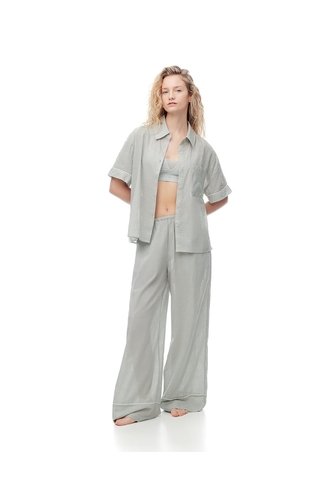 Pantalón Loose Tiro Medio Verde Mujer Verde Gef