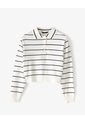 Buzo Tipo Polo Regular Rayas Mujer Blanco de Gef