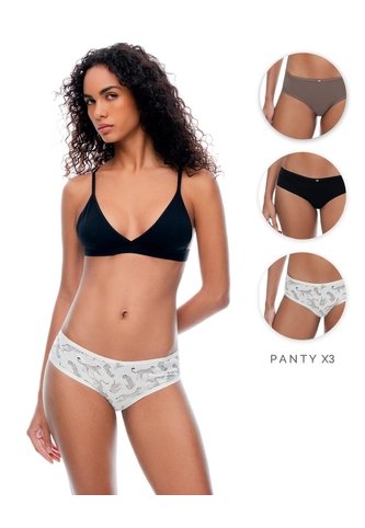 Panty Cachetero Algodón Tiro Medio X3unds Surtido Mujer Multicolor Gef