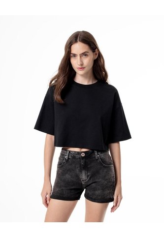 Short Tiro Medio Denim Gris Mujer Azul Gef