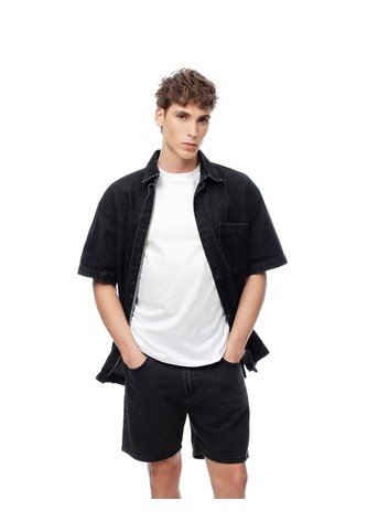 Bermuda Denim Regular Negra Hombre Azul Gef